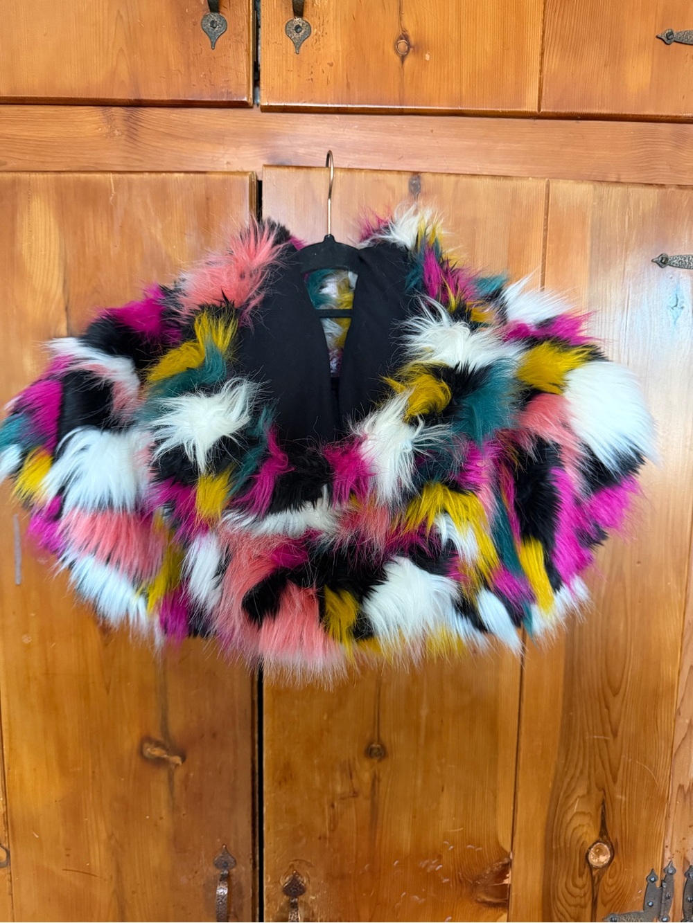 Rainbow Fur Hood Shawl Spirit Hoods Discontinued and Sold Out (Like New)